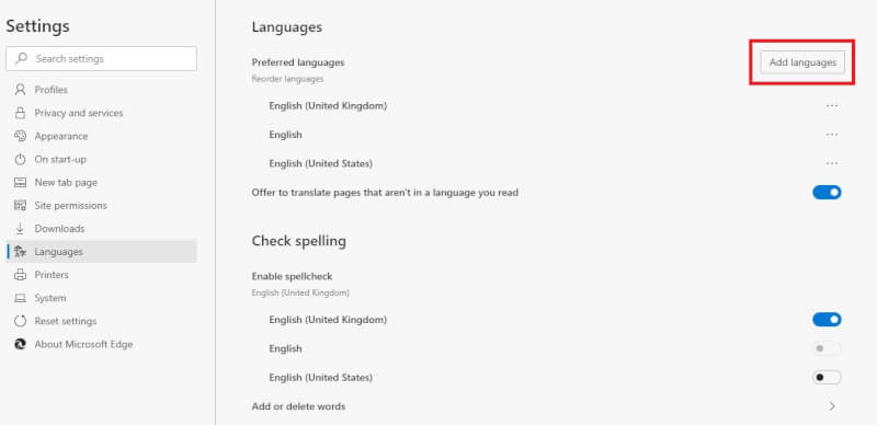 Tilføj flere sprog i Microsoft Edge rød.jpg
